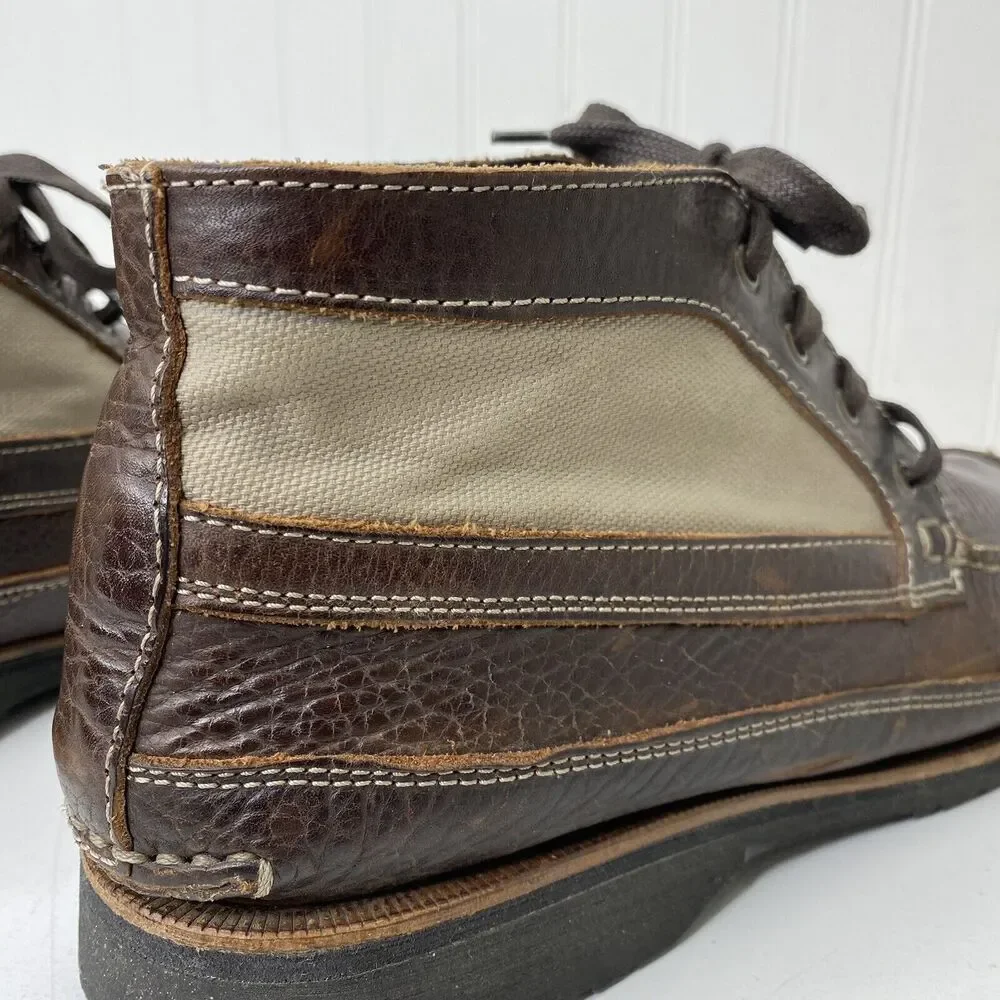 Duluth Trading Boots Mens 10M Work Ankle Chuckka Brown Leather Canvas Lace Up